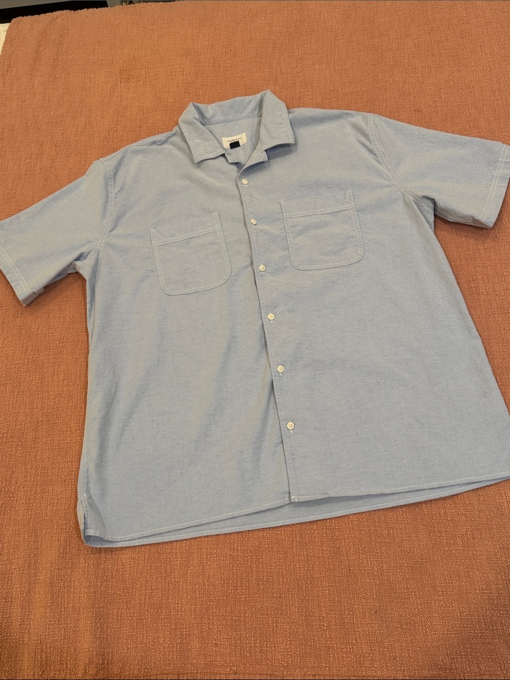 American Eagle Outfitters Light Blue Short-Sleeve Button-Down Shirt